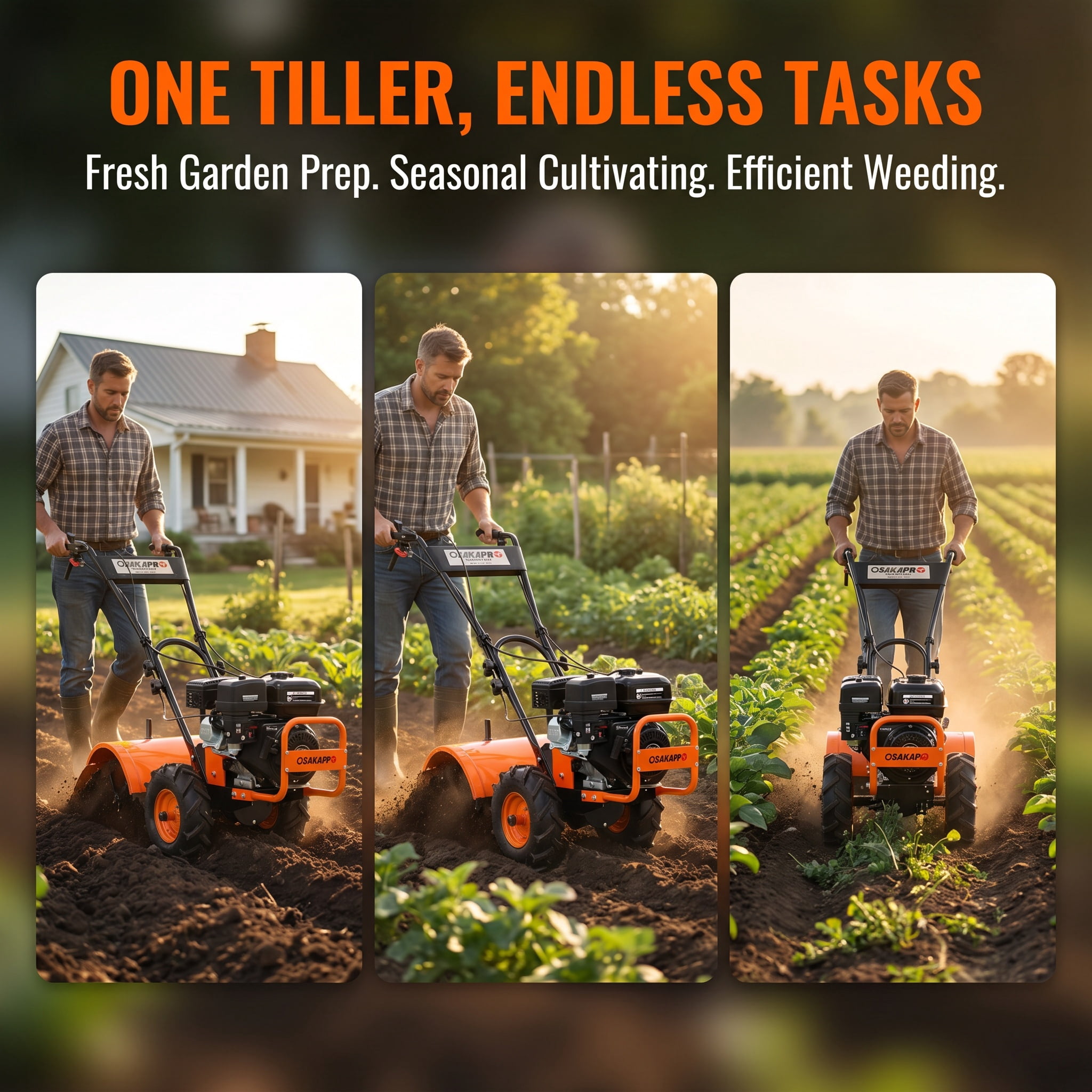 Heavy Duty Rear Tine Tiller 7HP 212CC Gas Powered Cultivator 20 Inch Wide 8 Inch Deep Garden Tiller for Yard Soil Prep Vegetable Beds and Gardening