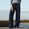 thumbnail image 5 of Ashirexll Womens Summer Pants, Cargo Pants Women, Spring Summer Solid Color Stretchy Waist Straight Casual Trousers, 5 of 7