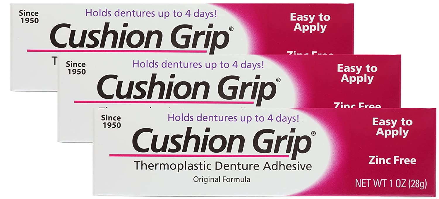 Cushion Grip Thermoplastic Denture Adhesive, 1 oz (Pack of 3) Make Your Denture Fit Snug Again