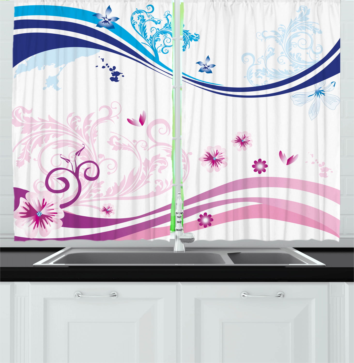 Gray Whale Dolphin Window Treatments for Kitchen Curtains 2 Panels 55X39 Inches 