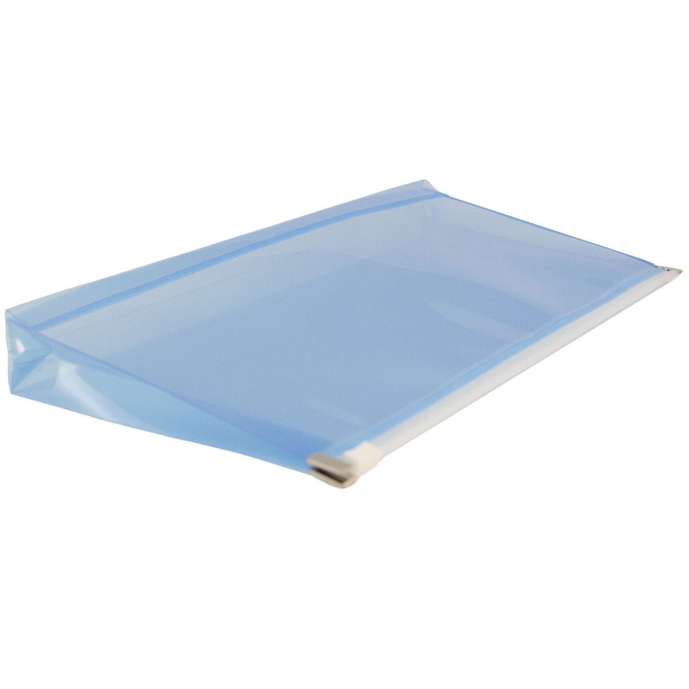 JAM Paper Plastic Envelopes with Zip Closure, #10 Booklet Wallet, 5 x 10, Blue, 3/pack