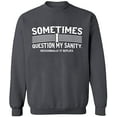 thumbnail image 2 of OXI Crewneck Sweatshirt - Sometimes I Question My Sanity, Basic Casual Sweatshirts for Men's and Women Fleece Sweatshirt Long Sleeve - Charcoal Large, 2 of 2