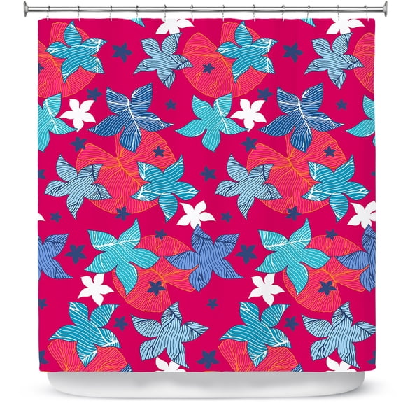 Shower Curtains 70" x 84" from DiaNoche Designs by Julia Grifol - Sea Flowers Red
