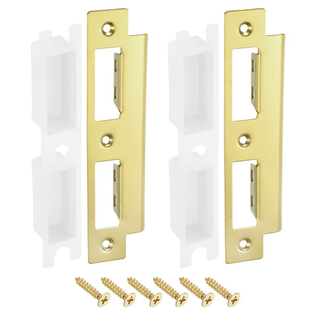 Uxcell 2 Sets 35mm x 155mm Stainless Steel Deadbolt Strike Plate, Gold