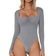thumbnail image 1 of YDLCAFD New Square Neck Long Sleeve Sexy Double Layered Button Down Jumpsuit Solid Color Jumpsuit Base Layer S, 1 of 4