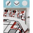 thumbnail image 4 of Red Black Grey Geometric Queen Size Down Alternative Comforter,Lightweight Comforter Quilt Bedding Set with Pillow Shams Middle Century Modern Abstract Art Bed Comforter Duvet Insert 90"x96", 4 of 7