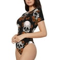thumbnail image 2 of Daiia Butterfly Skull print Women's Crew Neck Short Sleeve Bodysuit Fashion Tops Fit Casual Basic Extender Bodysuit-XX-Large, 2 of 9