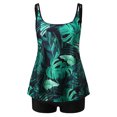 thumbnail image 3 of QLEICOM Women's Swimsuits High Waisted Tummy Control Swimwear Conservative Print Strappy Back Set Two Piece Swimsuits Swimdress Women Bikinis Swimming Suits Cover Ups Bathing Suits Green L, 3 of 7