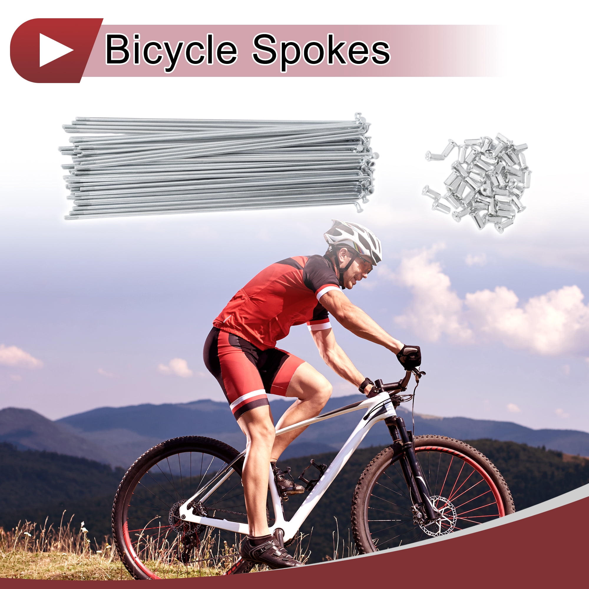 Unique Bargains 48Pcs 10G Bike Wheel Spokes Carbon Steel Galvanized Silver 9.25"