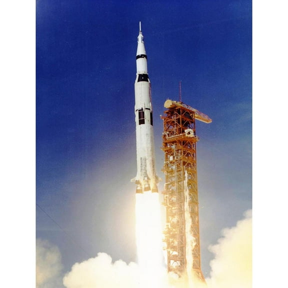 Apollo 11 Moon Launch Saturn V Rocket Blast Thrust Nasa Kennedy Space Center USA Photograph Print Unframed Wall Art Print Poster Home Decor Premium
