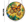 thumbnail image 3 of Stained Glass Style Suncatcher Window Hanging 8 Inch Round Acrylic Puzzle Hummingbird Bird Beach Decor Handmade 2D Art Ornament Home Decor 1 Pack, 3 of 7