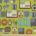 thumbnail image 1 of Hipster Fabric by the Yard, Travel Adventure Elements Like Camera Passport Ticket Compass Map Backpack Motif, Decorative Upholstery Fabric for Chairs & Home Accents, Multicolor by Ambesonne, 1 of 5