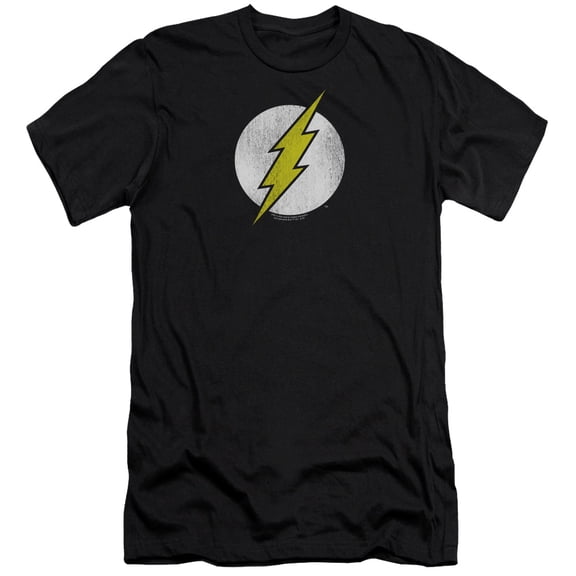 DC Comics Flash Flash Logo Distressed Premium Canvas Adult Slim Fit 30/1 T-Shirt Black