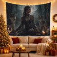 thumbnail image 3 of Lit Candle Figure with Long Hair Braids Feathered, Cozy Farmhouse for Farmhouse Decor Lovers, Aesthetic Wall Decor, Easter Gift, Tapestry Wall Hanging for Dorm and Living Room, 3 of 7