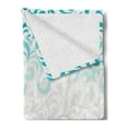 thumbnail image 2 of Turquoise Soft Flannel Fleece Throw Blanket, Abstract Floral Flowers Pattern Classic Design Illustration, Cozy Plush for Indoor and Outdoor Use, 50" x 60", Teal Turquoise White, by Ambesonne, 2 of 5