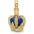 thumbnail image 3 of 14K Yellow Gold 3-D w/Blue Enamel Inside Crown Charm - 16.7mm, 3 of 6
