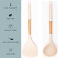 thumbnail image 3 of Juego de Herramientas de Cocina Ergonómicas Antiarañazos con Mango de Madera Natural de 2 Piezas para Utensilios de Cocina Antiadherentes Crema, 3 of 5