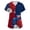 Blue, variant on FrzhBrz Patriotic Scrub Tops Women 4th of July American Flag Stars Stripes Nurse Uniforms Trendy V Neck Side Slits Scrub Shirt Holiday Short Sleeve Medical Workwear with Pockets