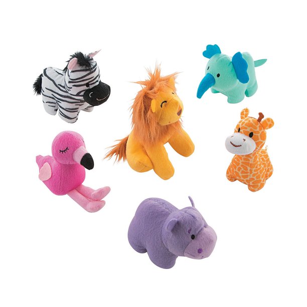1St Zoo Plush Animals Party Favors 12 Pieces