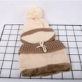 thumbnail image 5 of Besufy 3 Pcs Adult Winter Women Thicken Warm Knitted Pompom Beanie Hat Cap Scarf Face Mask Set, 5 of 7