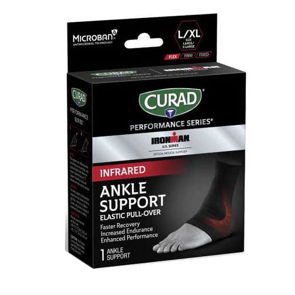 Curad Performance Series Infrared Ankle Support, Elastic, Large/ X-Large, 1 count, Powered by CELLIANT®