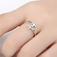 thumbnail image 4 of Anillo de plata de ley S925 de 1 pieza, anillo de doble cruz, anillo abierto para dedo femenino, joyería de mano de circonia Sailing  Electrónica, 4 of 4