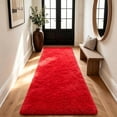 thumbnail image 6 of Shag Runner Rug for Bedroom Living Room 2x6 Upgrade Non-Slip Fluffy Soft Bedside Rugs,Red Shaggy Carpet for Kids Girls Boys Dorm Nursery Home Decor Aesthetic, 6 of 16