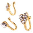 thumbnail image 3 of 3 piezas niña encanto flor corazón pentagrama cristal metal mujeres nariz anillos Oro Sunnimix Anillo de nariz cristalina, 3 of 8