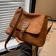 thumbnail image 5 of Bolso esmerilado para mujer, de gran capacidad, de moda, para otoño e invierno, bandolera popular, pequeño bolso cuadrado con textura popular, 5 of 6