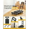 thumbnail image 4 of M BUDER Folding Hand Truck, 500 LBS Heavy Duty Dolly Cart, Utility Platform Cart with 6 Wheels for Travel, House, Office, Shopping, Moving Use - Black Folded Size is 11.8 x 17.7”, 4 of 9