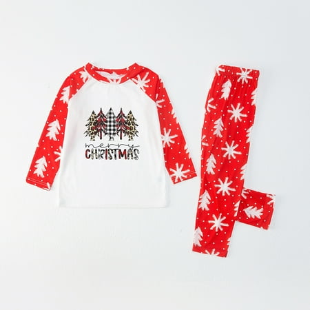 

Fiudx Parent-child Warm Christmas Set Printed Home Wear Pajamas Two-piece Kid Set New Releases 1145