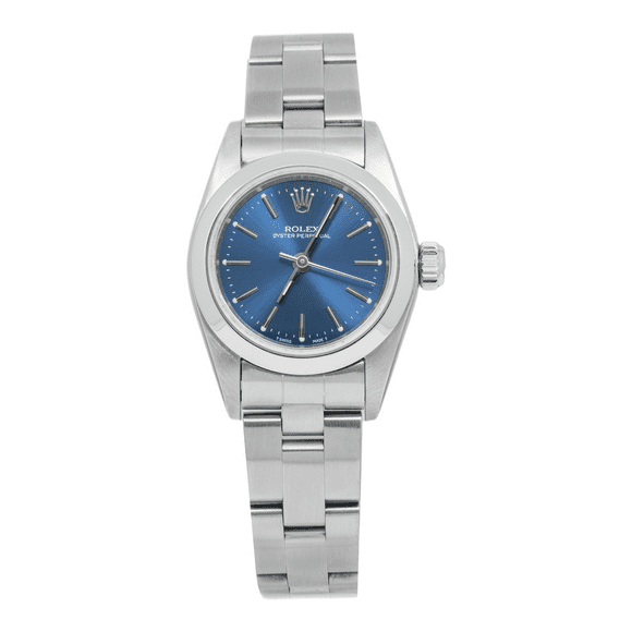 Pre-Owned Rolex Oyster Perpetual 67180 24MM Blue Dial With Stainless Steel Oyster Bracelet