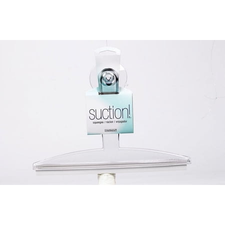 iDesign Plastic Suction Squeegee with Storage Hook for Shower and Bathroom, 12" x 10", Clear