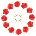 thumbnail image 1 of Uxcell 12-Pack Alfileres de Flor para Hombres, Alfileres de Boutonniere de Rosa con Hoja Dorada para Boda/Baile/Festa, Alfileres de Corsage de Flor [Rojo], 1 of 1