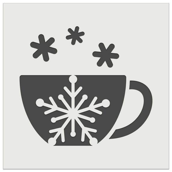 Tea Coffee Cup Snowflake Details Winter DIY Cookie Wall Craft Stencil - 11.5 Inch
