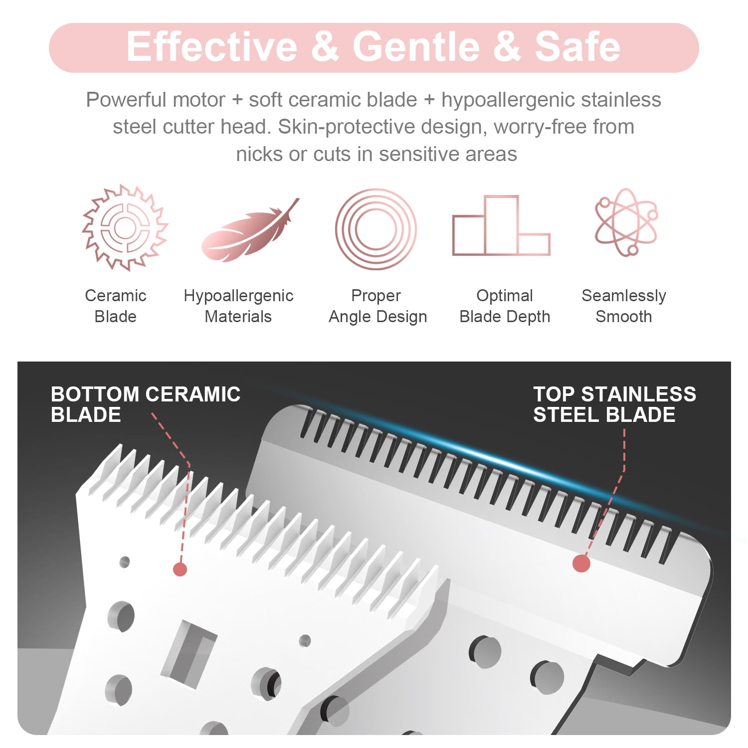 MichPong Woman Electric Razor Gift, Dual-Head Shaver Face Bikini Trimmer, Rechargeable Wet Dry Use