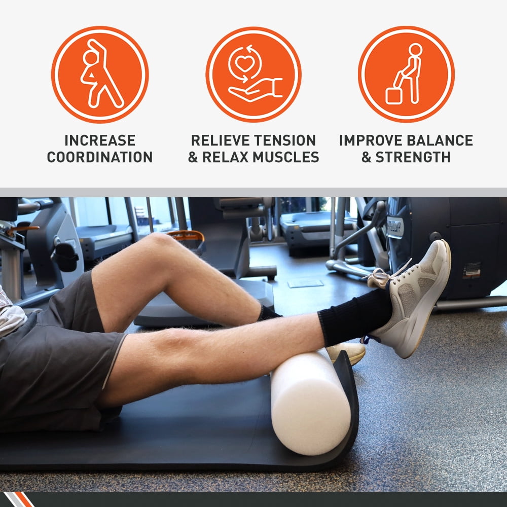 Body Sport Foam Roller, Full Round 6 in x 12 in. – Lightweight & Durable for Flexibility, Strengthening & Rehab – High-Density Foam for Muscle Reeducation, Spinal Stabilization & Pressure Relief