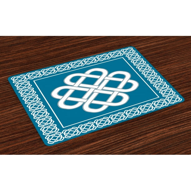 Irish Placemats Set of 4 Celtic Love Knot Good Fortune Symbol Framework