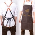 thumbnail image 2 of Kitchen Apron, Adjustable Apron with Pockets for Garden, Kitchen, Dining, Tool Room, Apron (Brown), 2 of 5