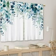 thumbnail image 3 of Navy Blue Eucalyptus Kitchen Curtains Botanical Leaves Flower Small Short Cafe Window Curtains Watercolor Plant Floral Bathroom Drapes Treatment Tier Curtains 2 Panels (27.5x36 Inch), 3 of 6