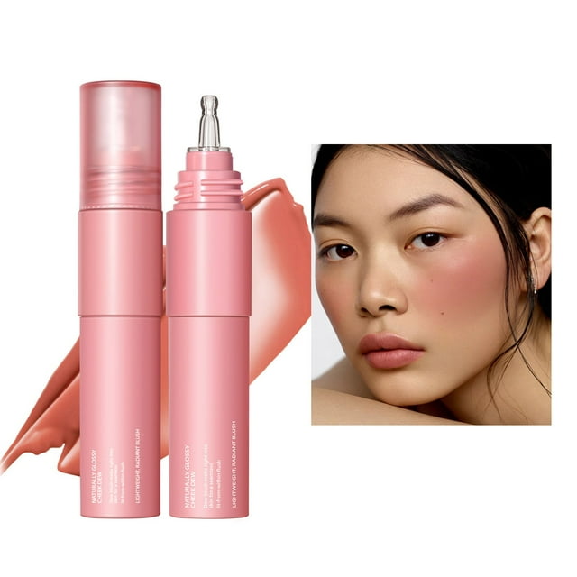 Fiudx Rubor En Crema, Iluminador Hidratante, Rubor En Polvo de Larga Duración, Base Hidratante En Crema, Maquillaje para Uso Diario, Apto para Todo Tipo de Piel, Diseño Compacto.