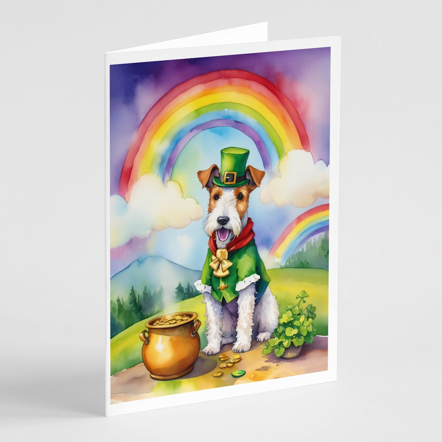Flat-Coated Retriever St Patrick's Day Greeting Cards Pack of 8 7 in x 5 in