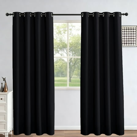 NIUBIER 2 Panels Black Blackout Curtains 52x84 Inch Thermal Grommet Drapes for Bedroom