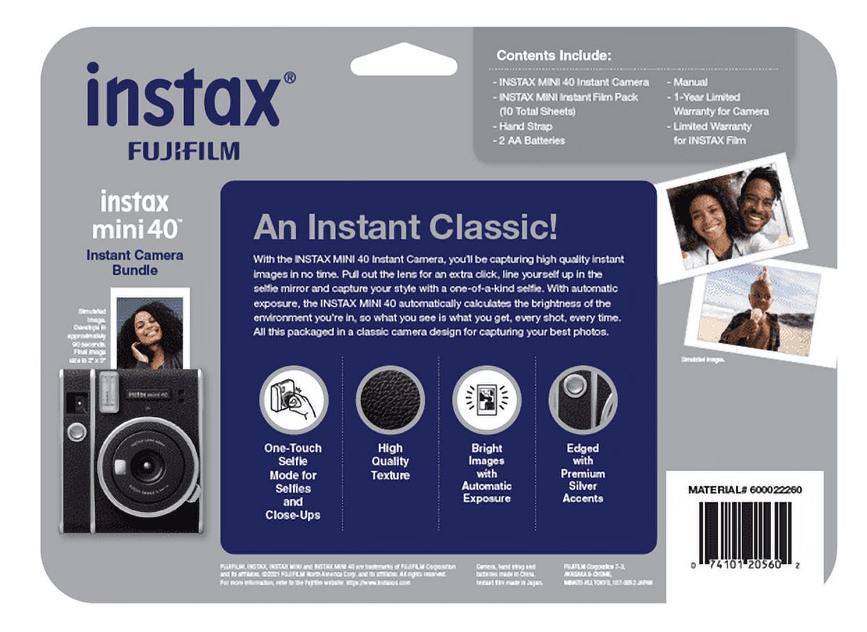 Fujifilm Instax Mini 40 Camera Blister Bundle with Bonus Film (10-pack of film) - image 2 of 6