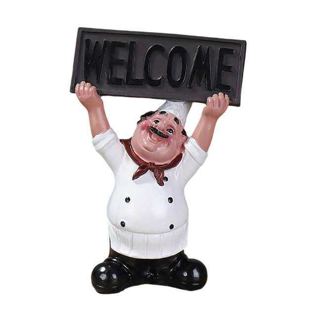 Hearth & Gear Chef Statue Resin Italian Chef Kitchen Decoration With Welcome Board Decoration Chef Welcome Sign Suitable For Home Bars Restaurants Coffee Christmas Decorations Bundles Christmas