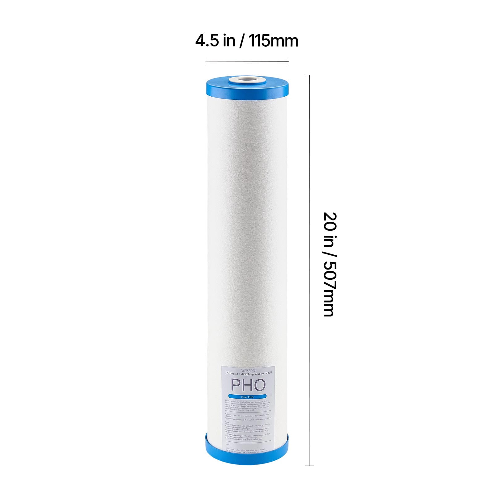 VEVOR Whole House Water Filter Replacement Cartridge, 4.5" x 20" Polyphosphate Scale Inhibitor Filter for Whole Home Water Filtration System, Reduce Chlorine, Taste, Odor, Prevent Corrosion