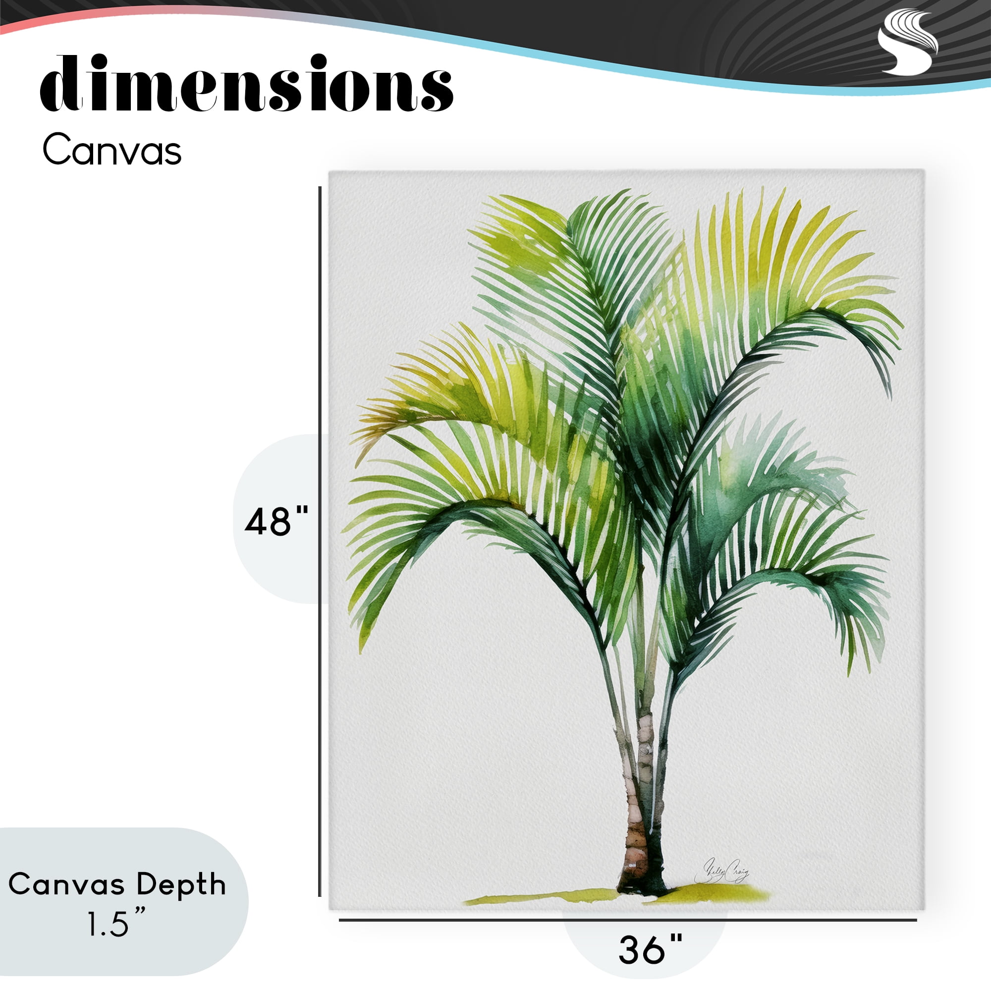 Stupell Industries Coastal Canopy Palm Tree Canvas Wall Art, design by Shelly Craig