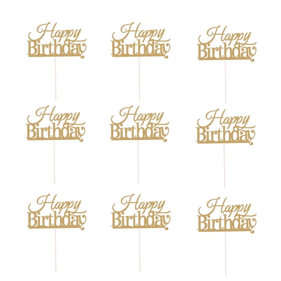MLINS Golden Birthday Cake Topper for Decoration Made of Cardboard Suitable for Many Situations 10 Pcs
