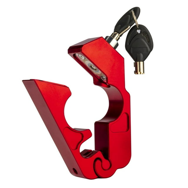 Red Universal CNC de aluminio motocicleta manillar bloqueo antirrobo seguridad llaves para motocicleta ATV Scooter Zulema Seguridad de bloqueo de agarre de motocicleta