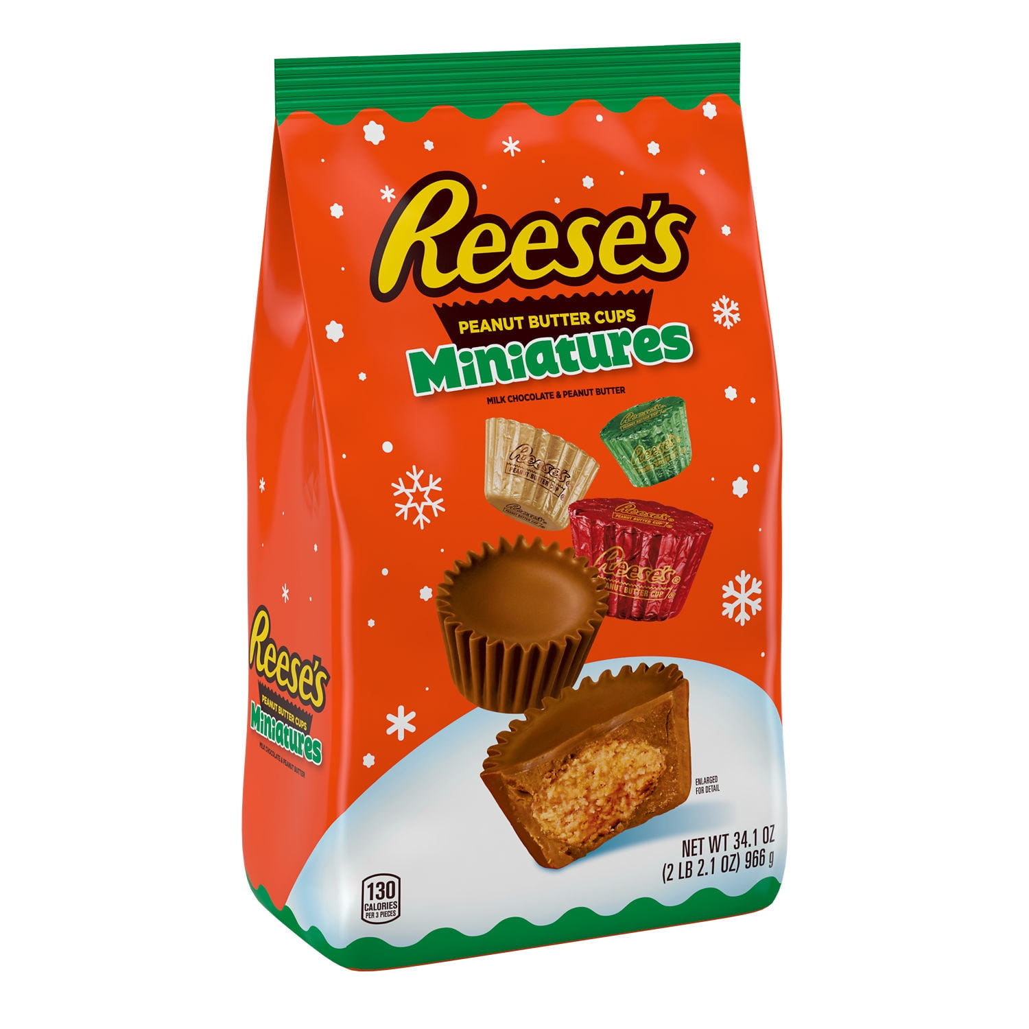 REESE'S, Miniatures Milk Chocolate Peanut Butter Cups Candy, Christmas, 34.1 oz, Bulk Bag